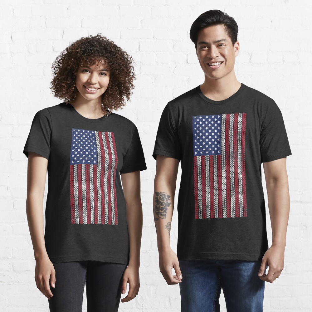Vintage Flag > US Flag Made of Motorbike Tracks > Biker Essential T-Shirt