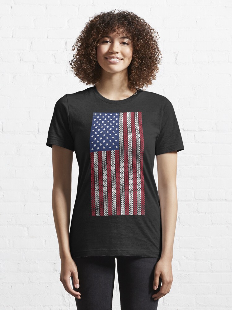 Alternate view of Vintage Flag > US Flag Made of Motorbike Tracks > Biker Essential T-Shirt