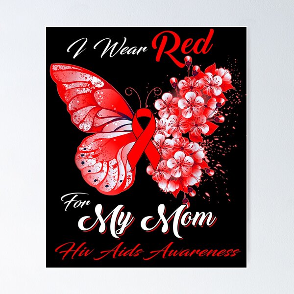 Item preview, I Wear Red For My Mom Hiv Aids Awareness Butterfly Ribbon Gifts designed and sold by Adropine.