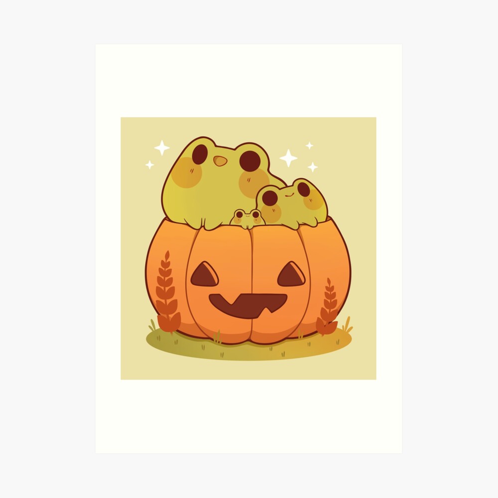 Pumpkin with frogs