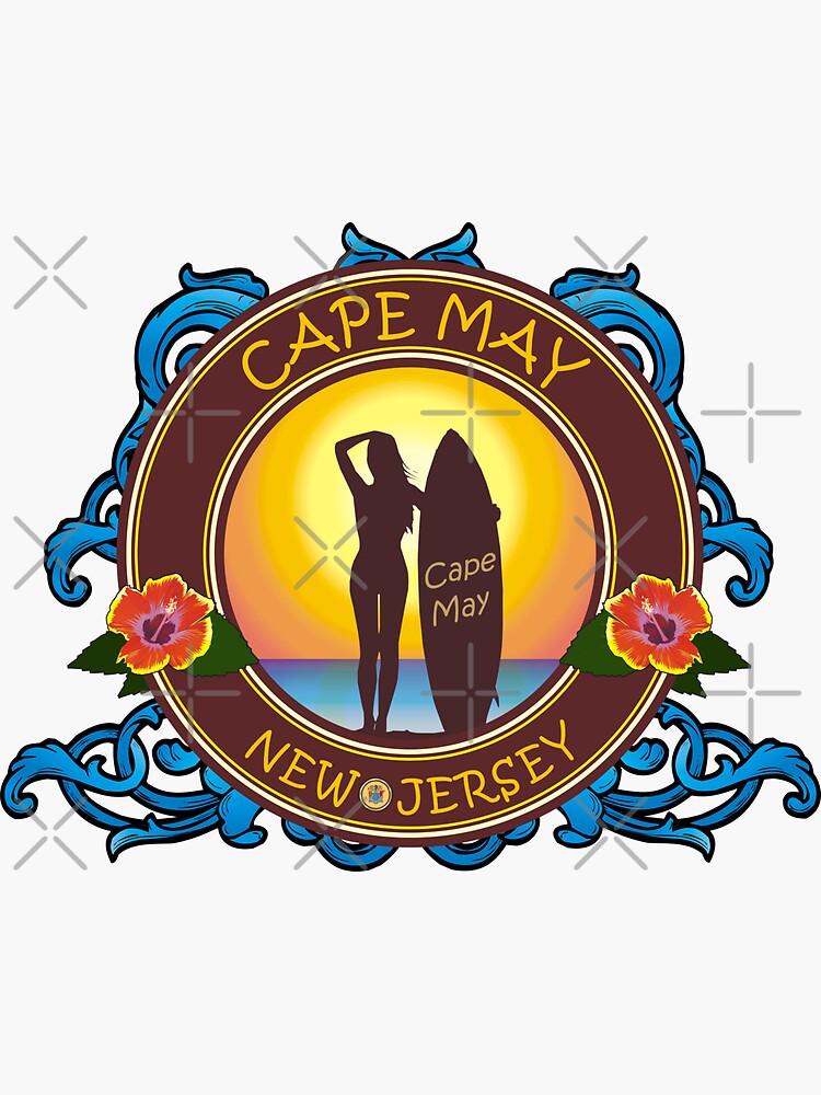 "Cape May New Jersey Surfer Girl" Sticker for Sale by SoulSafe Redbubble