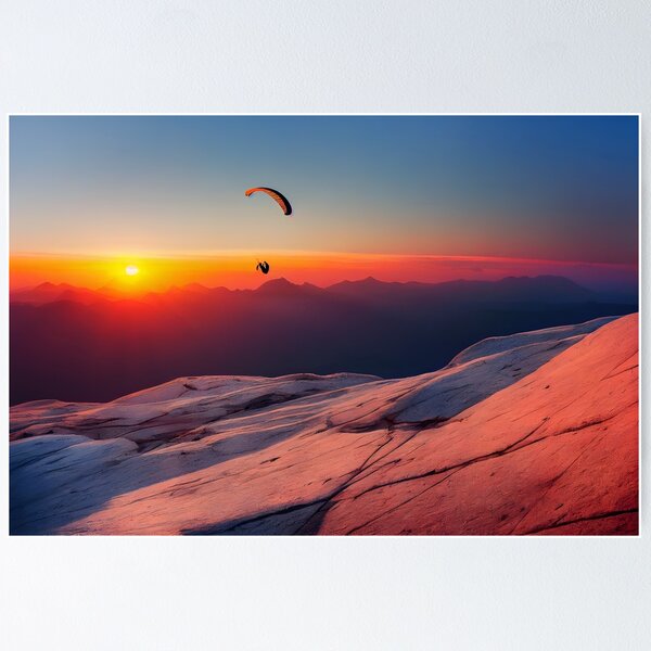 Poster Parapente Au Coucher Du Soleil – Affiche Sportive Grand Format A0