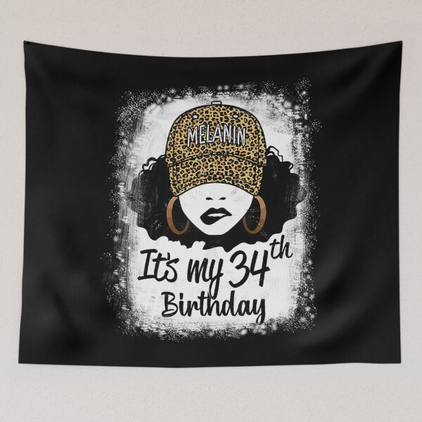 Item preview, 34 Years Old Leopard Melanin Girl It's My 34th Birthday designed and sold by teemingshopping.
