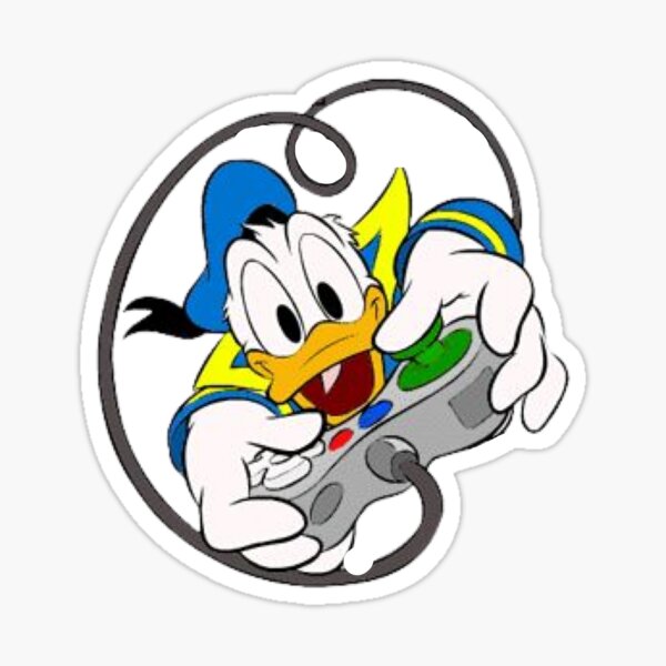 "Donald Duck, Donald Duck gamer,Donald Duck playing video game," Sticker for Sale by ...