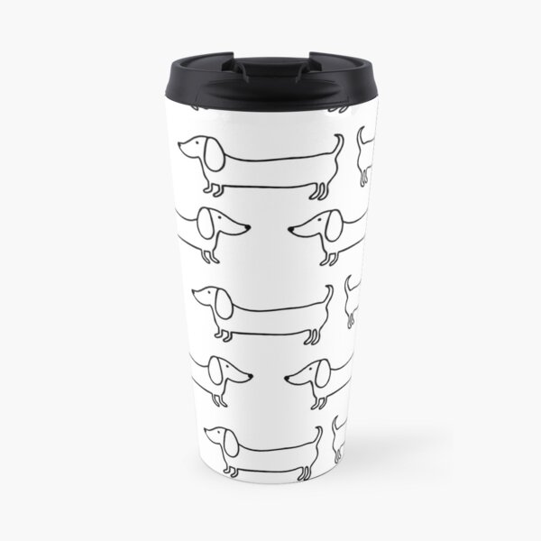 Dackel in Schwarz-Weiß Kaffee-Thermobecher