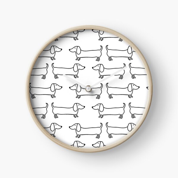 Dachshund in black-white Clock