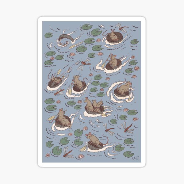Coracle race - mice in lilies Sticker