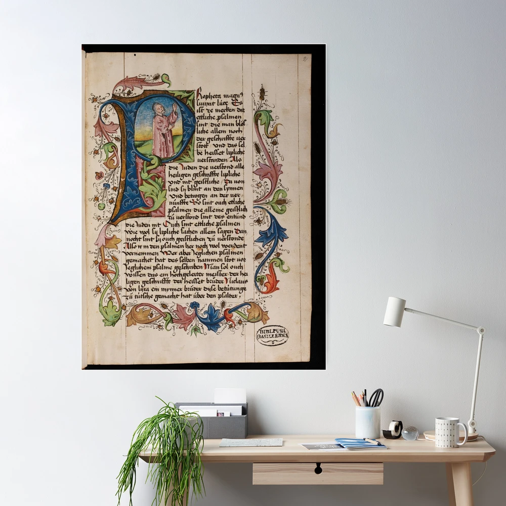 Initial P in a medieval illuminated manuscript | Poster