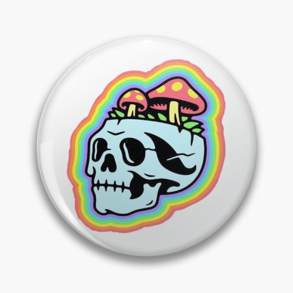 Item preview, skull with psychedelic mushrooms designed and sold by saylucyernaga.