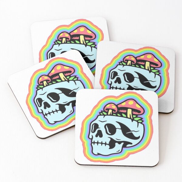 Item preview, skull with psychedelic mushrooms designed and sold by saylucyernaga.