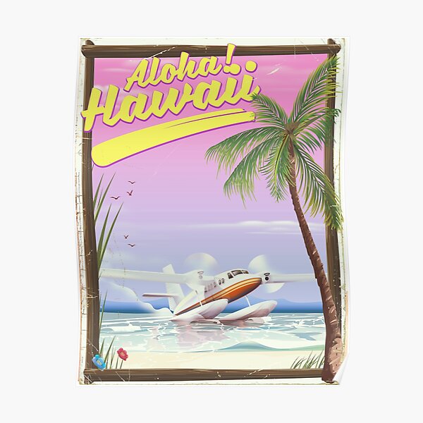 Aloha! Hawaii vintage travel poster. Poster