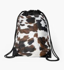 Cowhide Tan, black and white | Texture Drawstring Bag