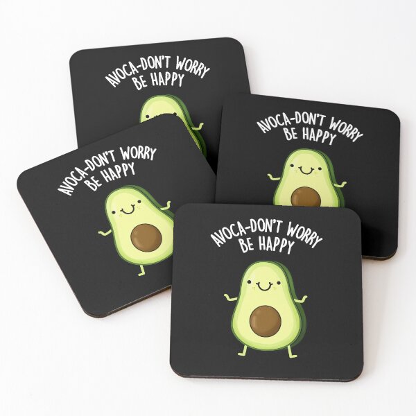 Item preview, Avoca-don't Worry Be Happy Funny Avocado Puns (Dark BG) designed and sold by punnybone.