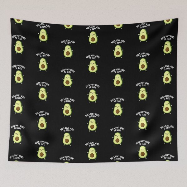 Item preview, Avoca-don't Worry Be Happy Funny Avocado Puns (Dark BG) designed and sold by punnybone.