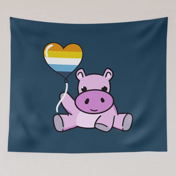 Item preview, Hippo Balloon Aroace Pride   designed and sold by JenniferDion.