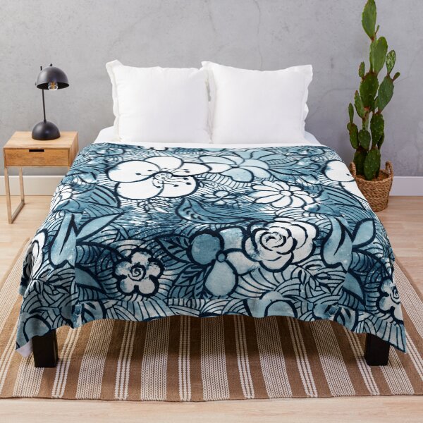 Item preview, Abstract Watercolor Floral Splashes Flowers Garden Teal Blue Colors II designed and sold by Irina Sztukowski.
