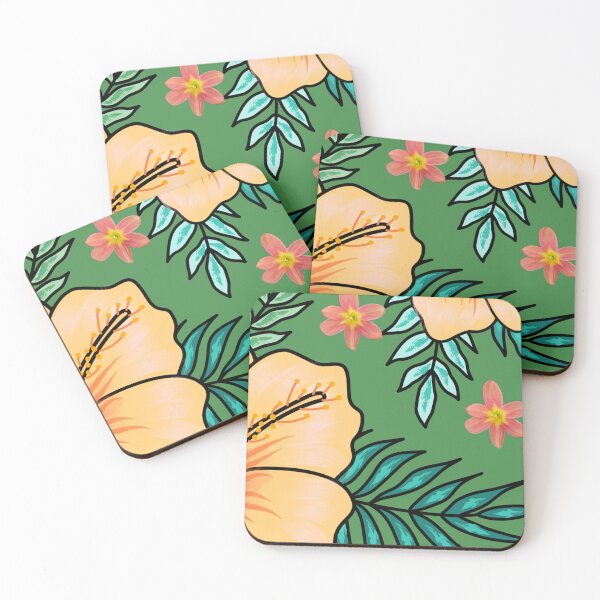 Item preview, Retro Hawaiian Look White Green Peach designed and sold by starfishstuff.