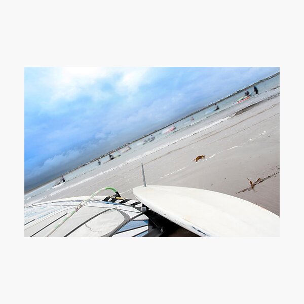 Item preview, sail with windsurfers getting ready designed and sold by morrbyte.