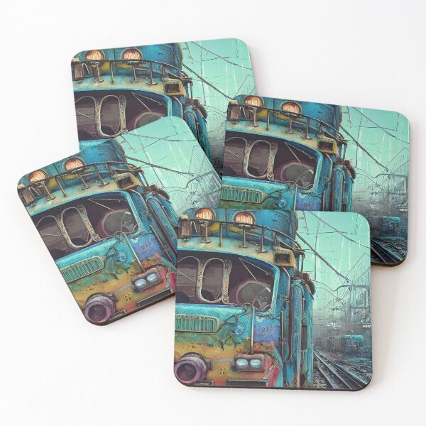 Item preview, colorful graffiti covered train in a steampunk city designed and sold by Tony Anastasi.