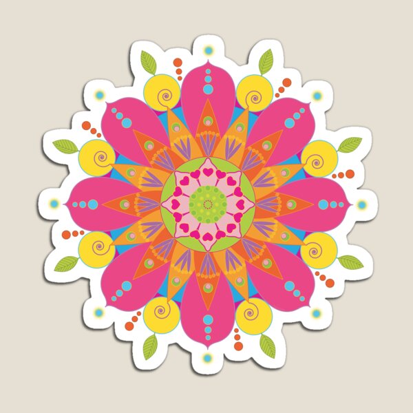 Mandala fleur aux couleurs vives Magnet