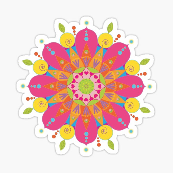 Mandala fleur aux couleurs vives Sticker