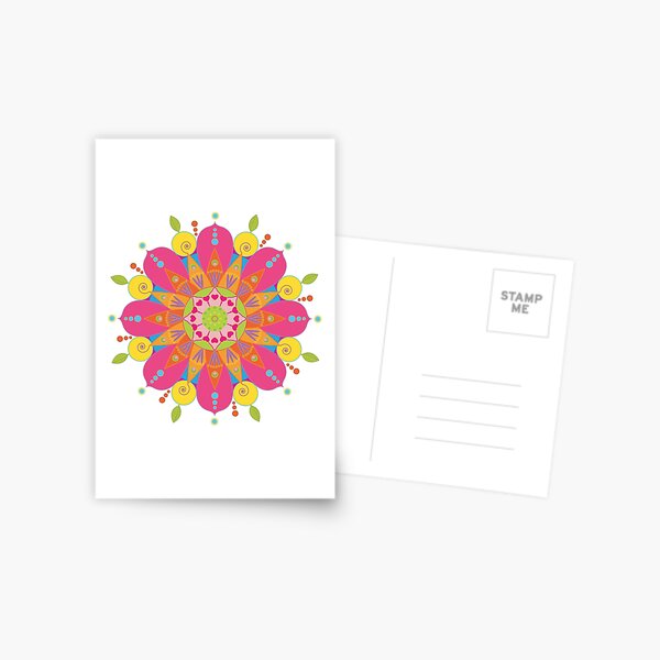Mandala fleur aux couleurs vives Carte postale