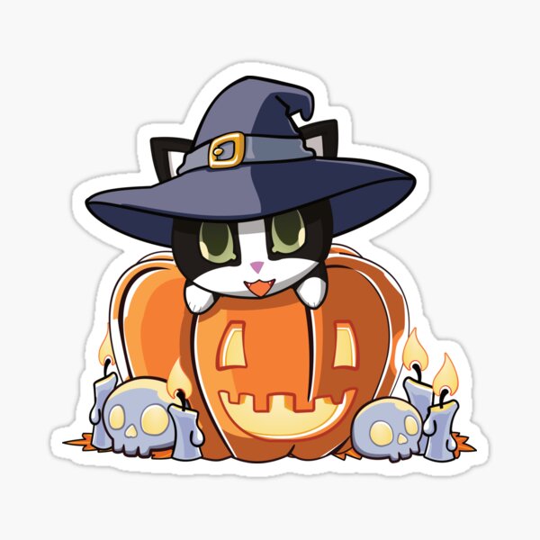 Tuxedo Cat in a Pumpkin Sticker