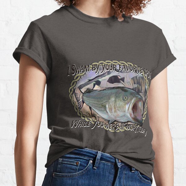 Striped Bass in Blue Green Depths, Ocean Fishing Graphic T-Shirt