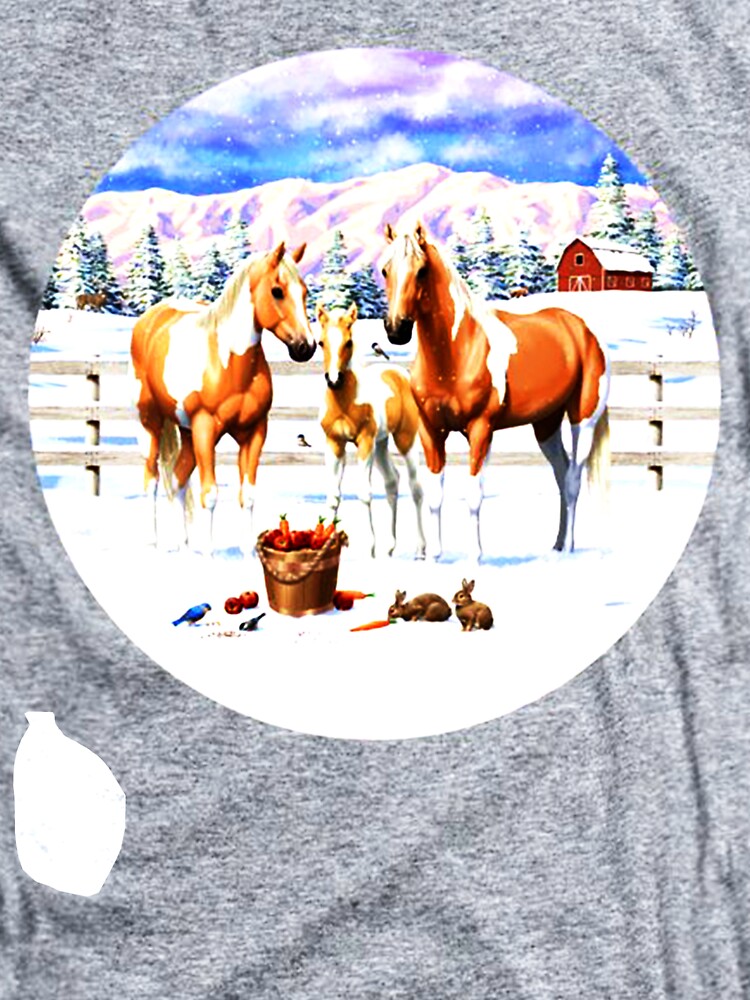 "Palomino Pinto Paint Horses In Snow4" Sticker for Sale by SvetlanBruns