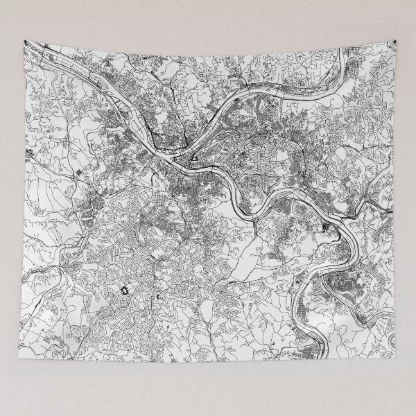 Item preview, Pittsburgh White Map designed and sold by multiplicitymap.