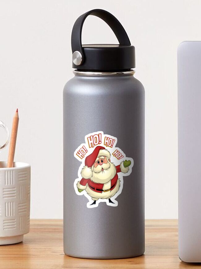 Ho, Ho, Ho, Ho, Santa Claus on Red Christmas Water Bottle