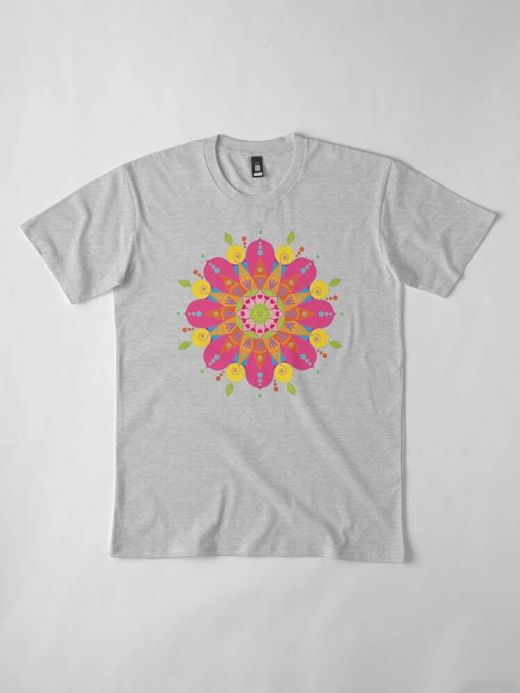 T-shirt premium ''Mandala fleur aux couleurs vives' : autre vue