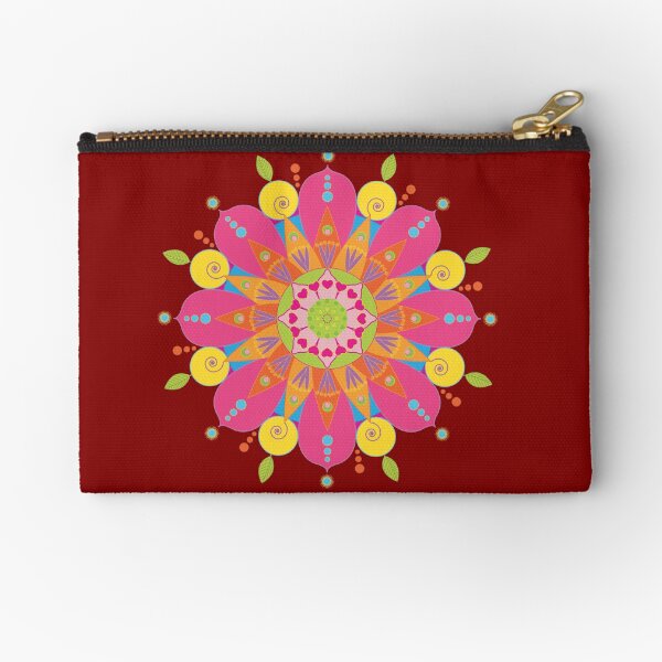 Mandala fleur aux couleurs vives Pochette