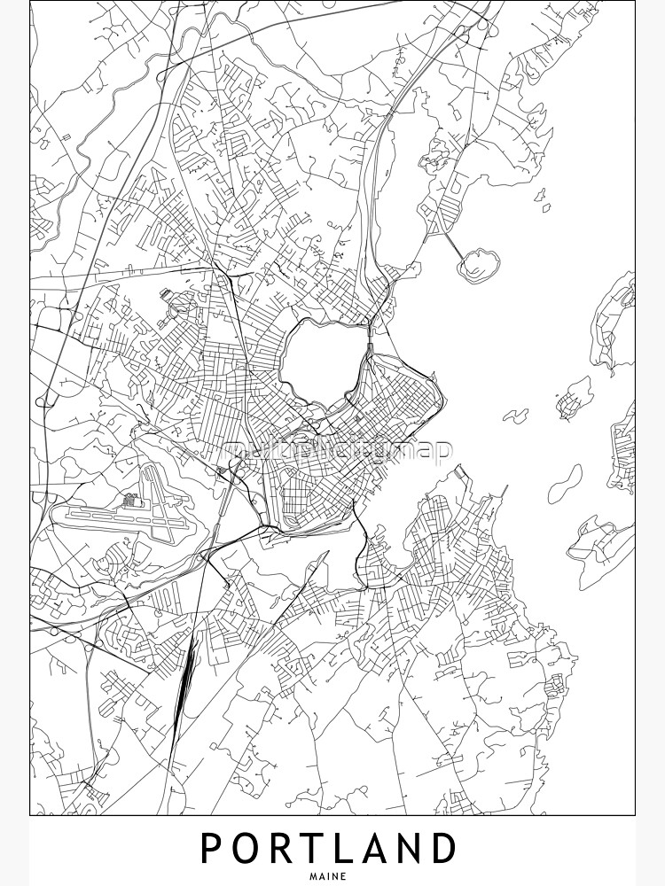 "Portland Maine White Map" Sticker for Sale by multiplicitymap Redbubble