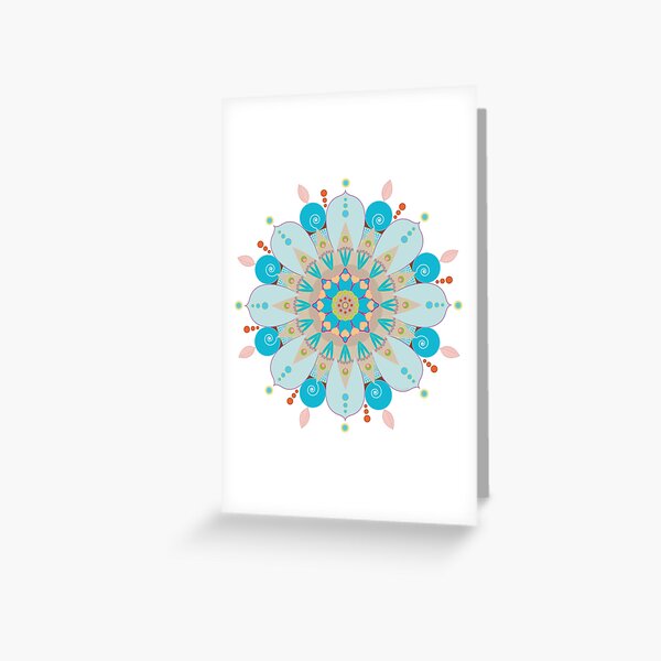 Mandala fleur, "Mer & sable" Carte de vœux