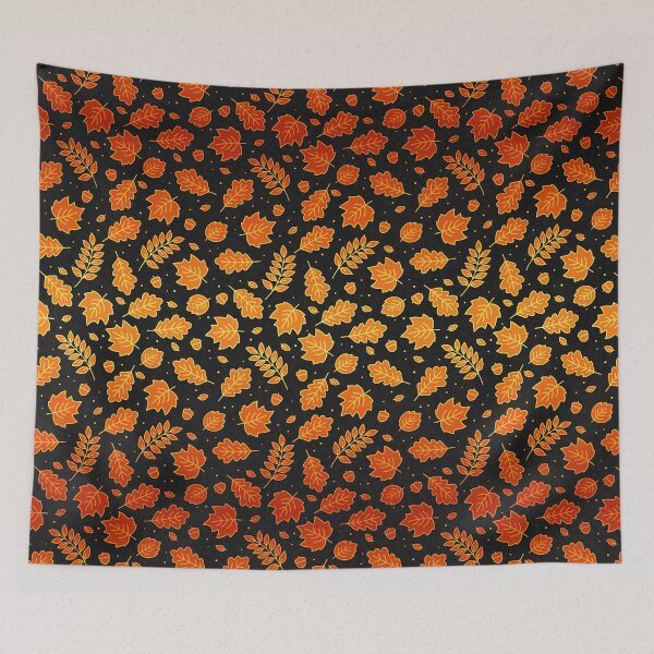 Item preview, Seamless Ombre Fall Leaves (Black Background) designed and sold by JadeRyder.