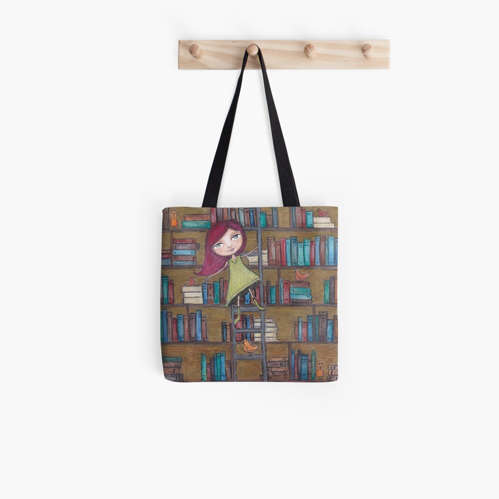 Library Girl Books and Birds Tote Bag