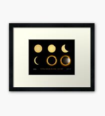 Total Eclipse Sequence with Date, Location, Artist Signature Framed Print