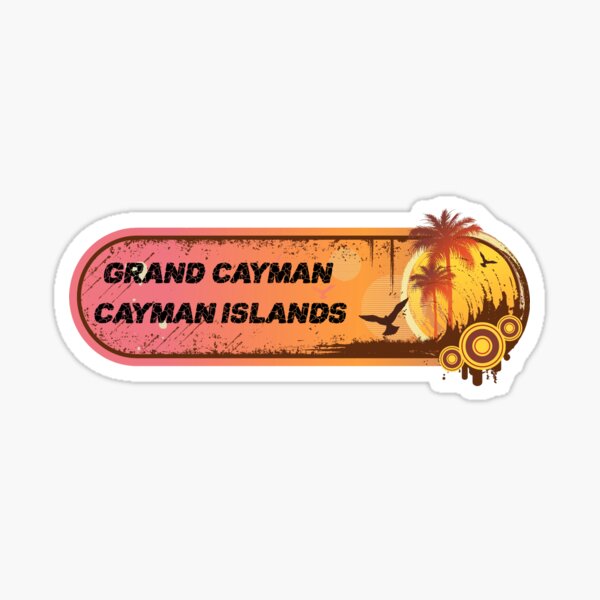 Grand Cayman Sunset Vintage Long Design Sticker