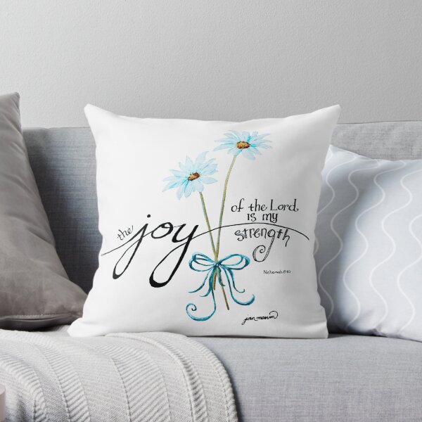 The Joy of the Lord is my Strength outline by Jan Marvin Throw Pillow