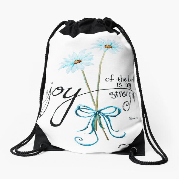 The Joy of the Lord is my Strength outline by Jan Marvin Drawstring Bag