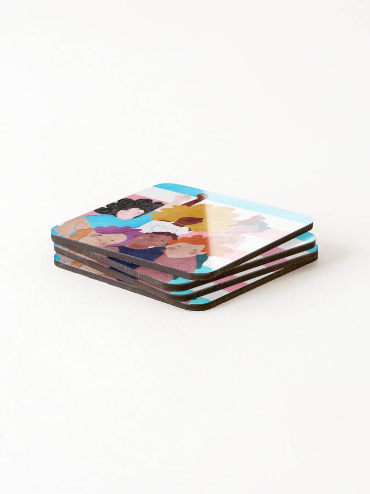 Thumbnail 4 of 5, Coasters (Set of 4), Trans Rights are Human Rights designed and sold by GeraldinaGV.