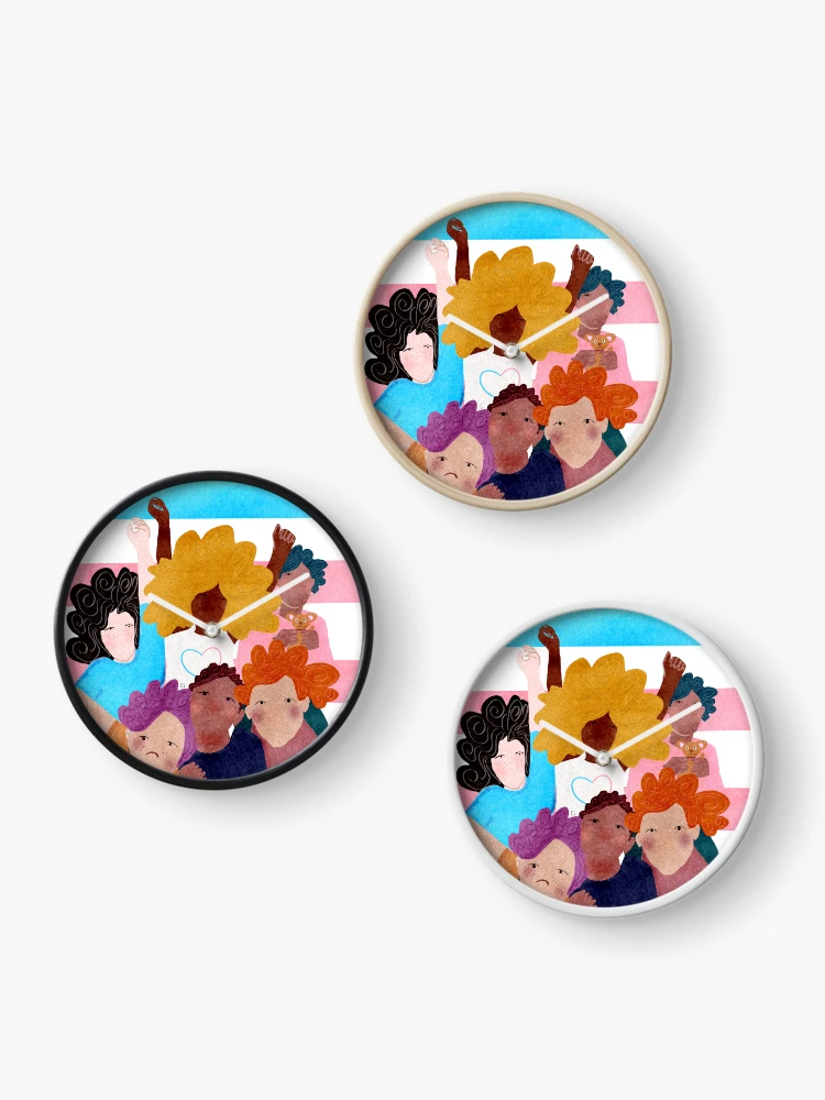Thumbnail 3 of 4, Clock, Trans Rights are Human Rights designed and sold by GeraldinaGV.