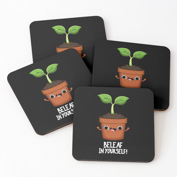 Item preview, Beleaf In Yourself Funny Plant Puns (Dark BG) designed and sold by punnybone.