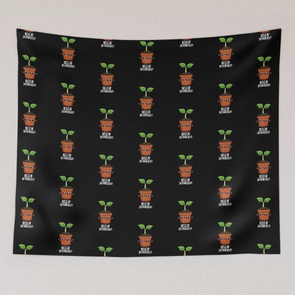 Item preview, Beleaf In Yourself Funny Plant Puns (Dark BG) designed and sold by punnybone.