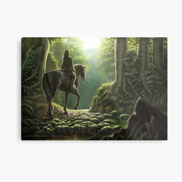 Where the Wooden Stream Flows Green and Golden Metal Print