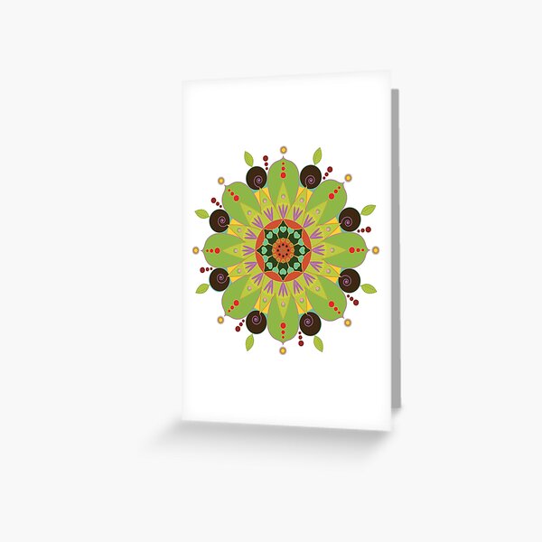 Mandala fleur, vert Carte de vœux
