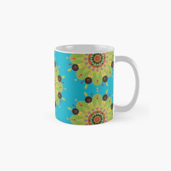 Mandala fleur, vert Mug classique