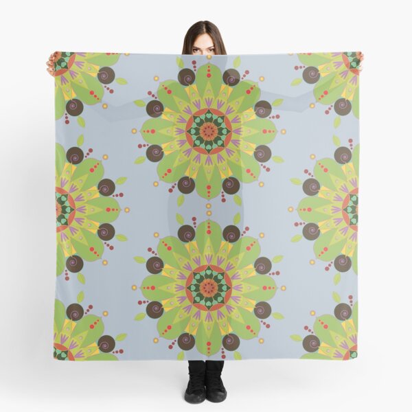 Mandala fleur, vert Foulard