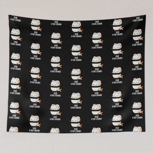 Item preview, Sushi A-fish-Cionado Funny Fish Puns (Dark BG) designed and sold by punnybone.
